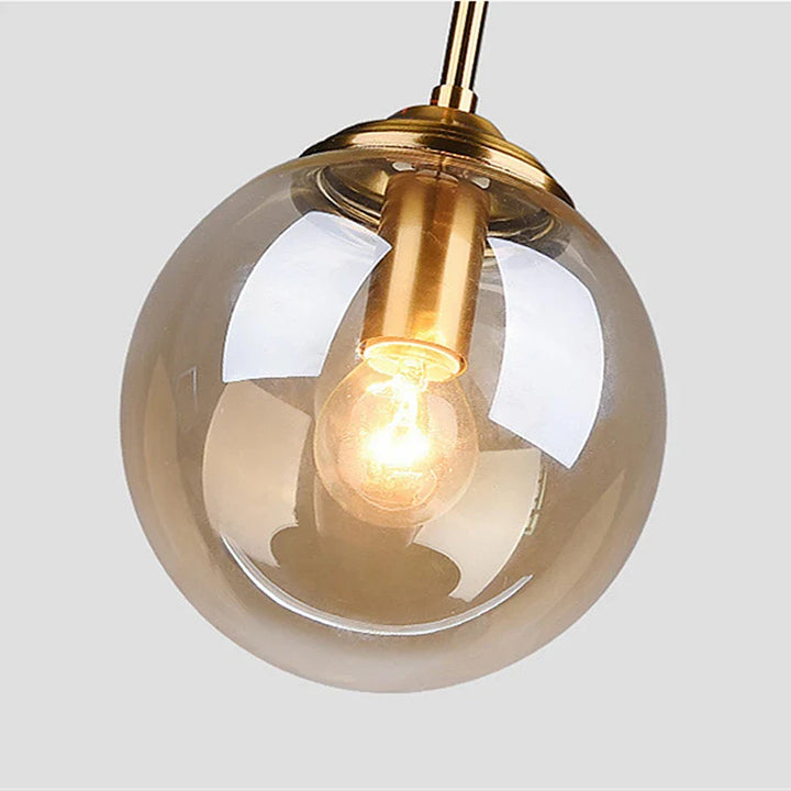 Nordic Glass Globe Pendant Light in Amber, Smoke Grey, Clear