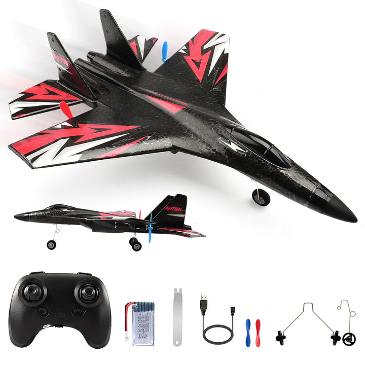 Remote Control Glider Plane with LED Lights - Foam Toy for Kids