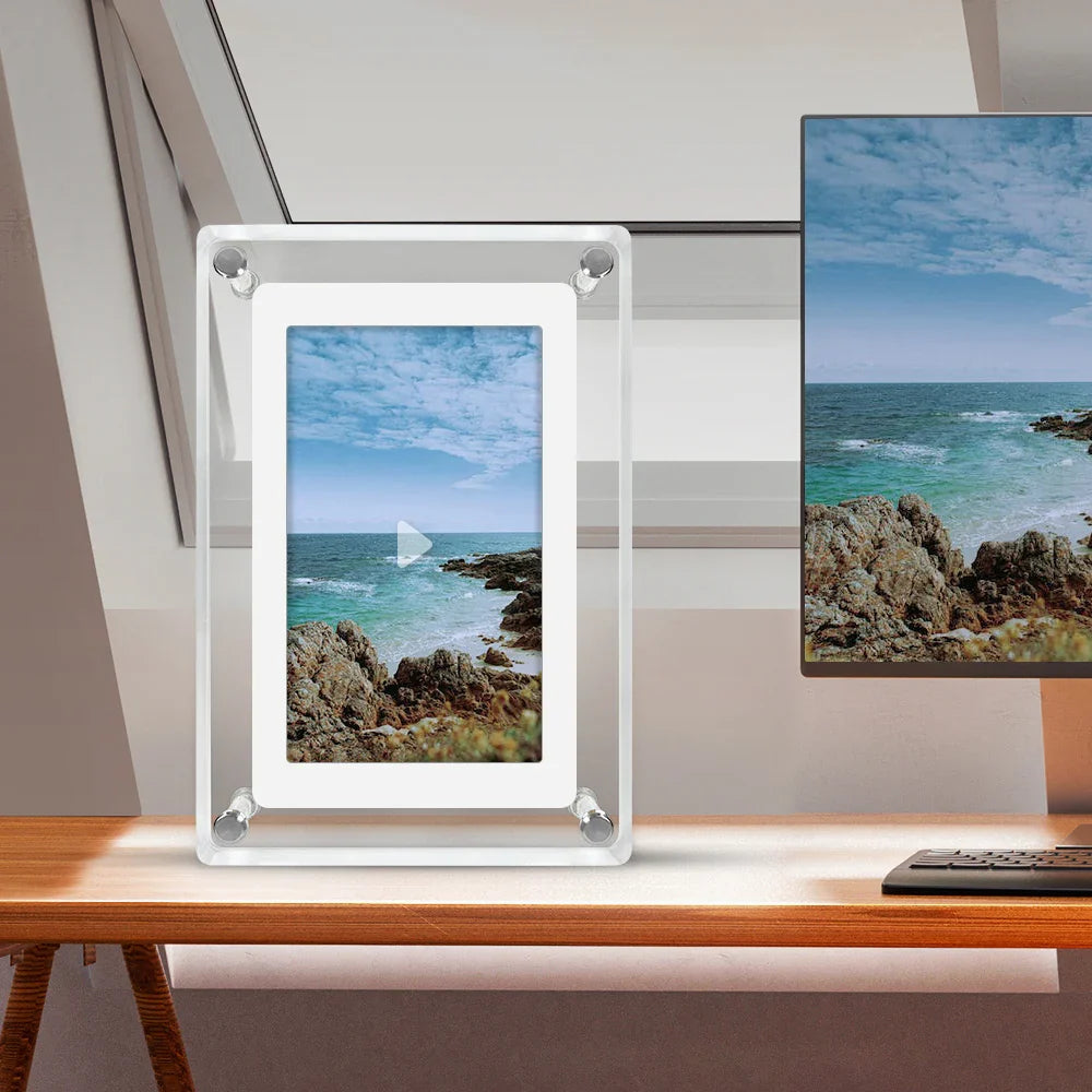 Portable Acrylic Digital Photo Frame with IPS Display and Battery