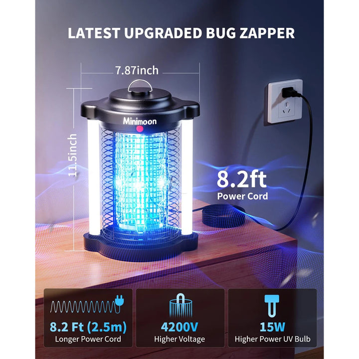 Outdoor Mosquito Zapper with Dual LED Light and 4200V Electric Trap