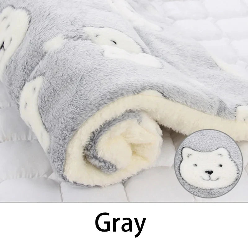 Cozy Flannel Pet Sleeping Mat for Dogs and Cats - Winter Bed Cushion