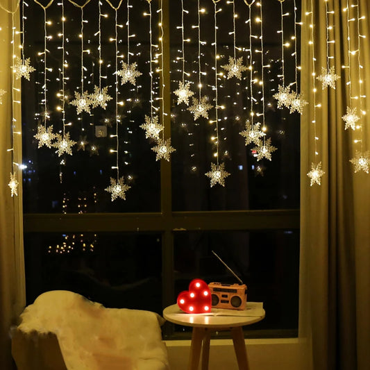 Christmas's + 3.2M Waterproof LED Snowflake String Lights for Holiday
