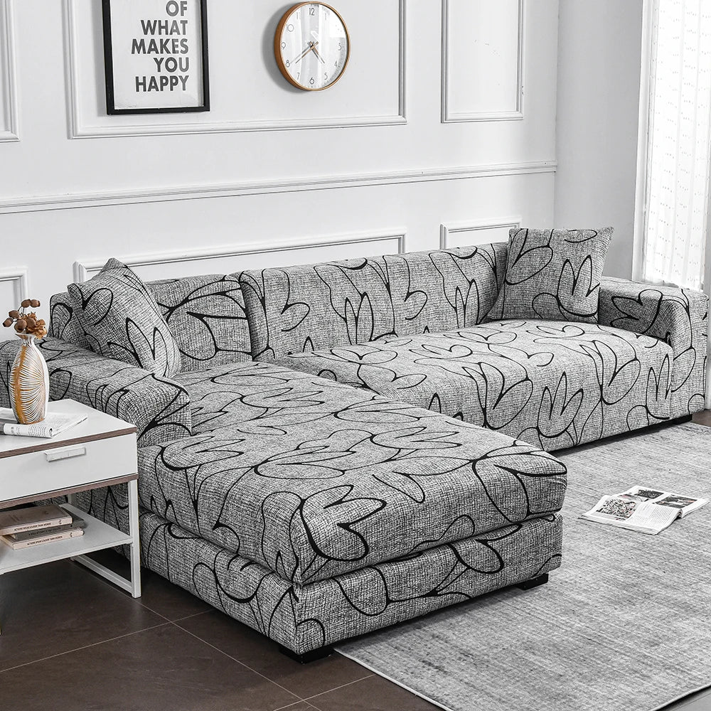 Elastic Flower Printed Sofa Cover - Spandex Furniture Protector for Home