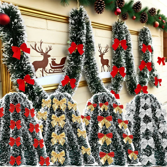 Christmas's 2/4/6/10M Green Tinsel Ribbons with Bow for Holiday Decor