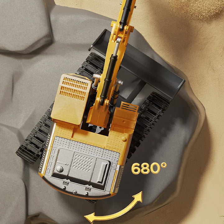 Remote Control Excavator Toy Car with Lights & Sound for Kids