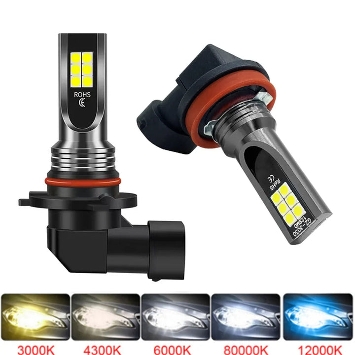 2Pcs H8 H11 LED Bulbs Super Bright Car Fog Lights 12V 24V 6000K
