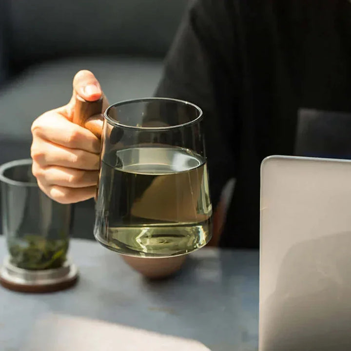 Ultramodern Glass Tea Cup with Filter and Lid for Perfect Brewing-Orizon Depot