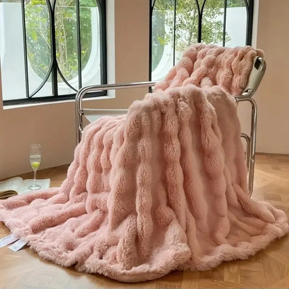 Reversible Cozy Blanket with Trendy Texture for Contemporary Spaces