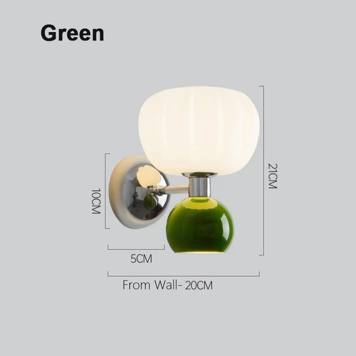 Modern Glass and Metal Pumpkin Wall Lamp Sconce