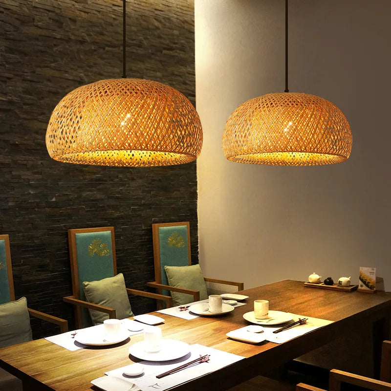 Handwoven Bamboo Pendant Lamp | Natural Rattan Light Fixture