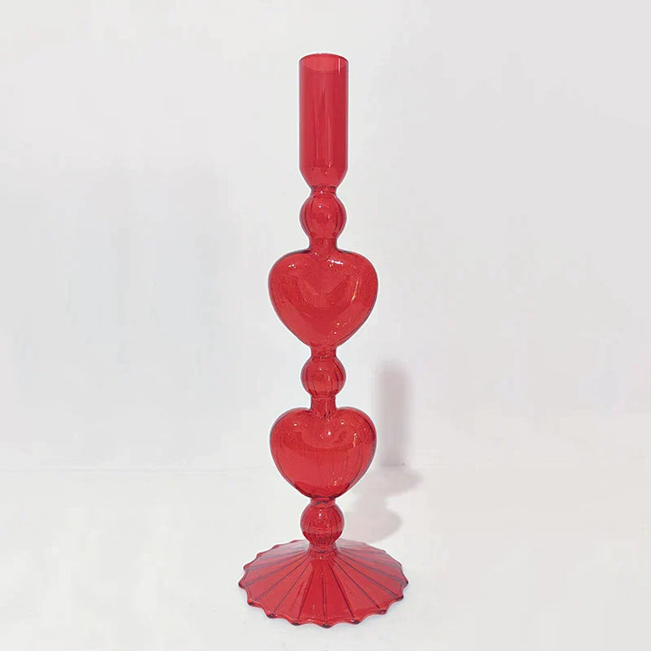Retro Heart-Shaped Glass Candle Holder for Weddings & Home Decor-Orizon Depot