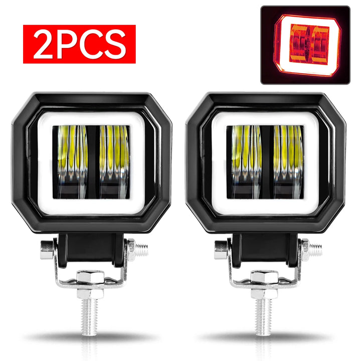 20W 3-Inch Motorcycle LED Angel Eye Work Fog Light Bar for Offroad Use
