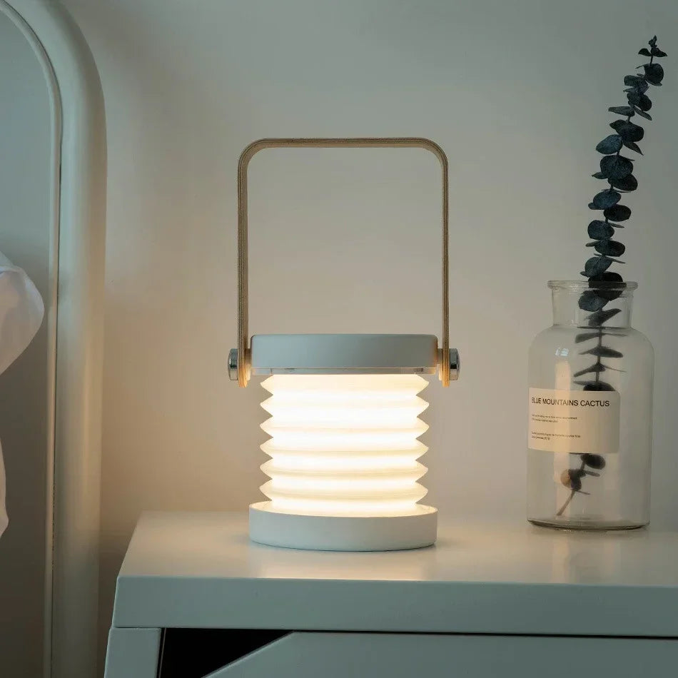Portable Wooden Handle Lantern | Rechargeable Folding Table Lamp