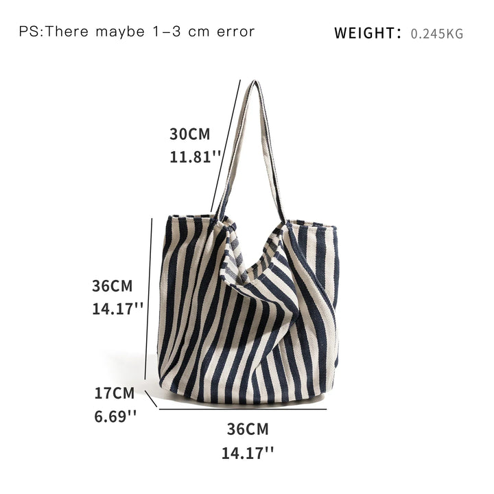 Striped Linen Tote Bag for Stylish Everyday Use-Orizon Depot