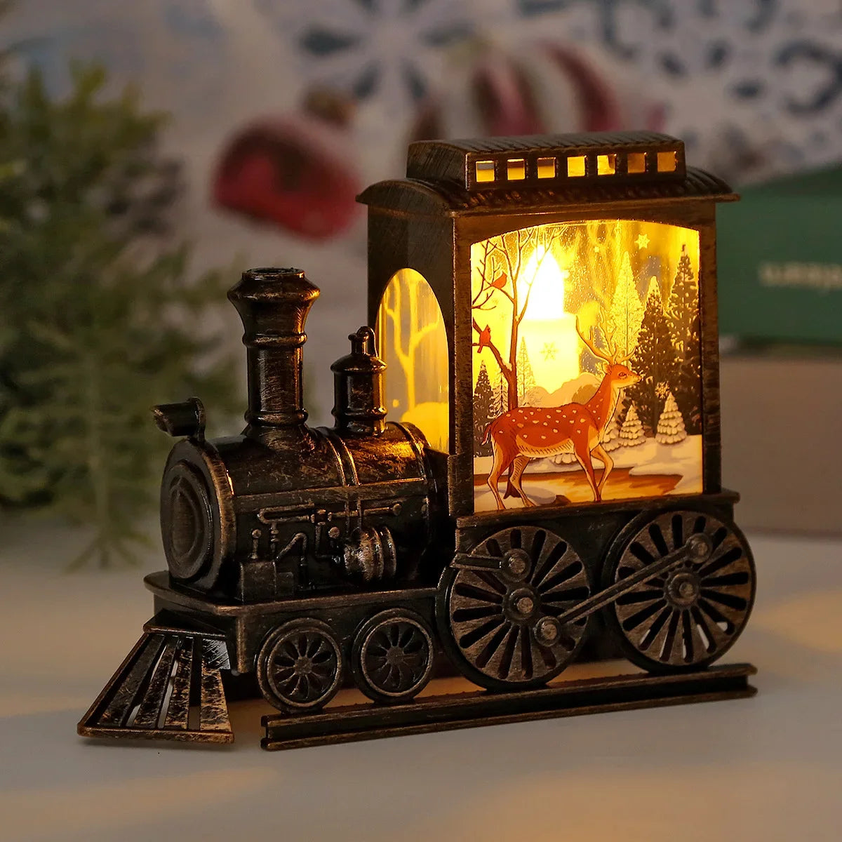 Christmas's Vintage Portable Train LED Night Light - Battery-Powered