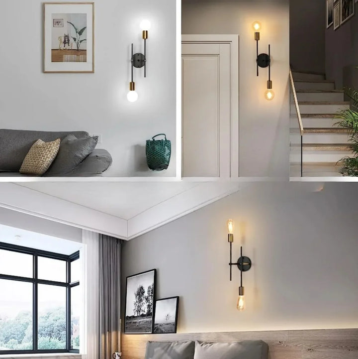 Contemporary 2-Light Ceiling Fixture | Black and Gold Flush Mount Light