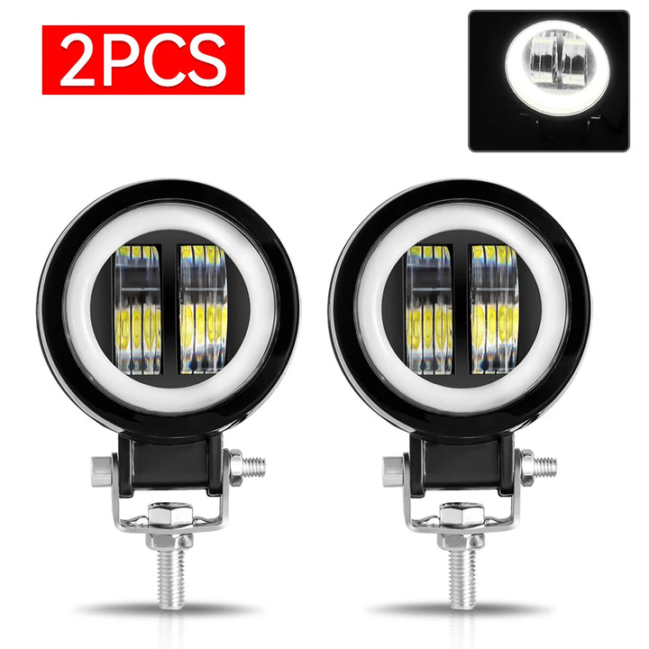 20W 3-Inch Motorcycle LED Angel Eye Work Fog Light Bar for Offroad Use