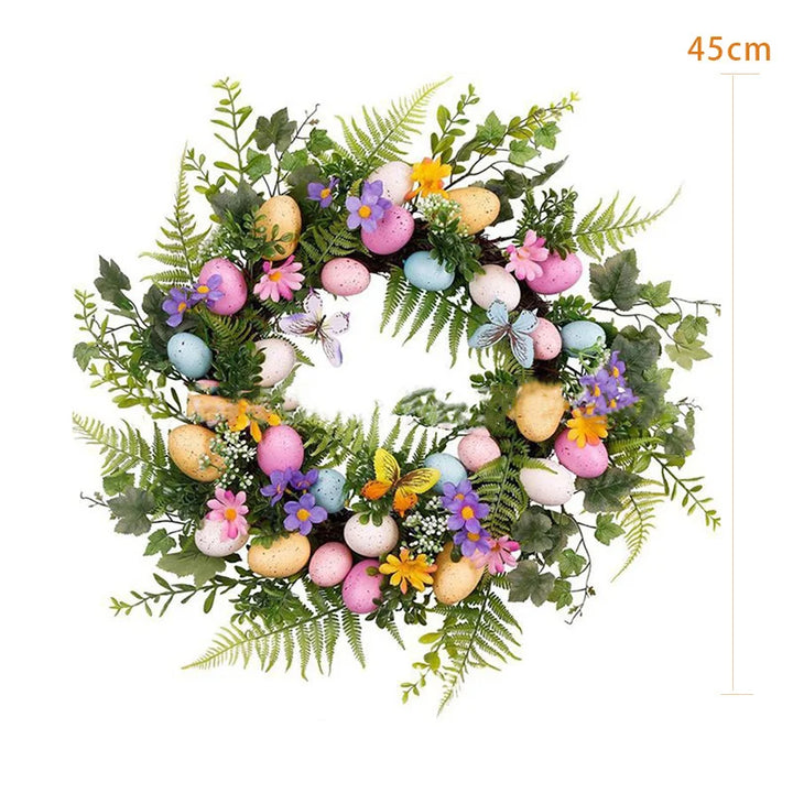Easter Egg Wreath with Bow Ribbon Garland for Home Decor 2023-Orizon Depot