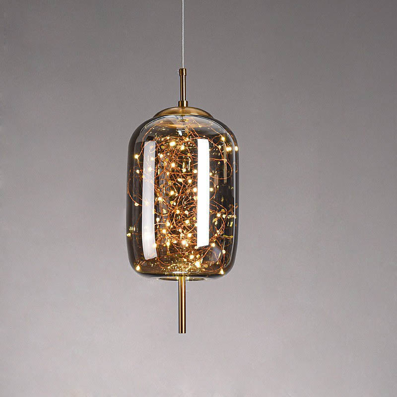 Scandinavian Cylinder Oval Glass Pendant Light for Bedroom-Orizon Depot
