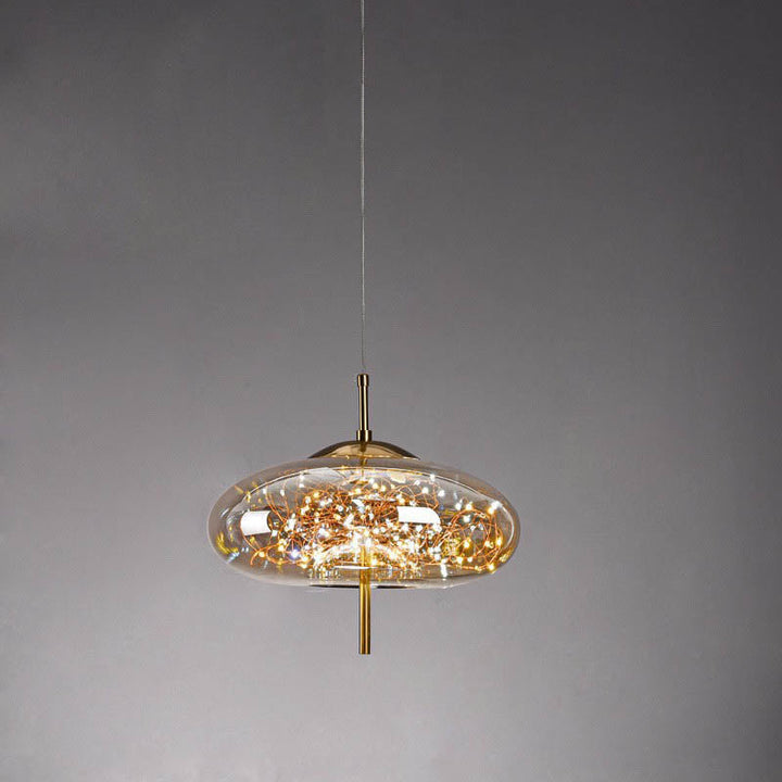 Scandinavian Cylinder Oval Glass Pendant Light for Bedroom-Orizon Depot