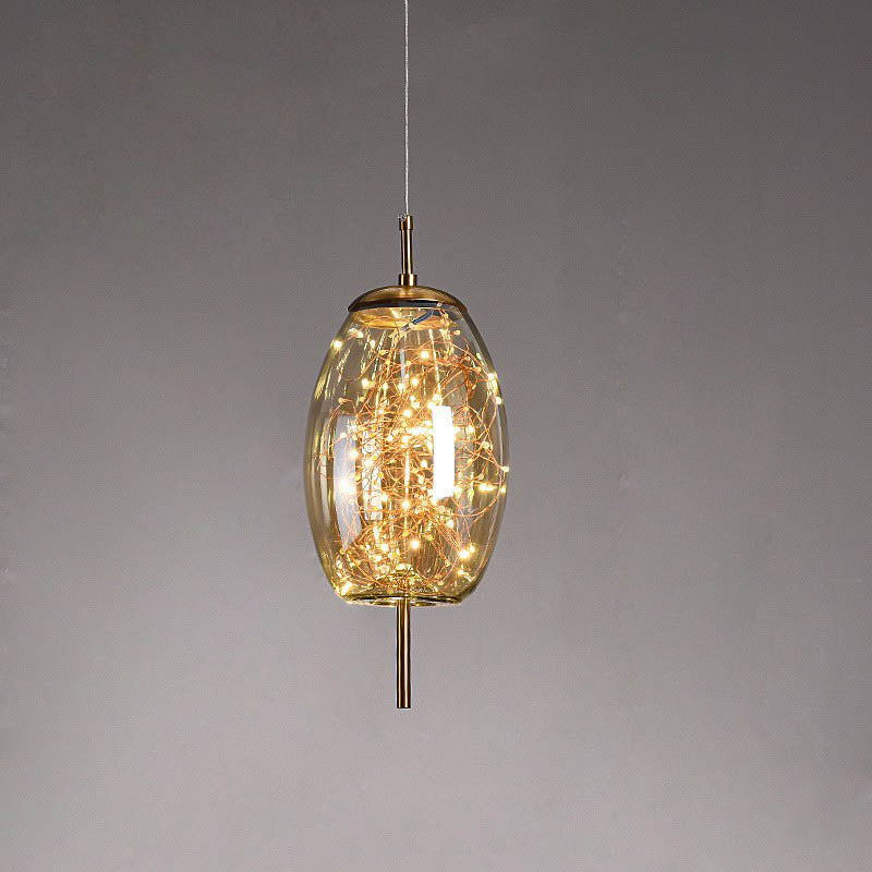Scandinavian Cylinder Oval Glass Pendant Light for Bedroom-Orizon Depot