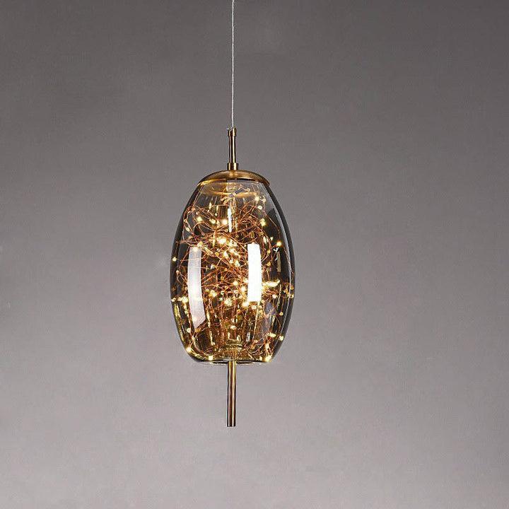 Scandinavian Cylinder Oval Glass Pendant Light for Bedroom-Orizon Depot