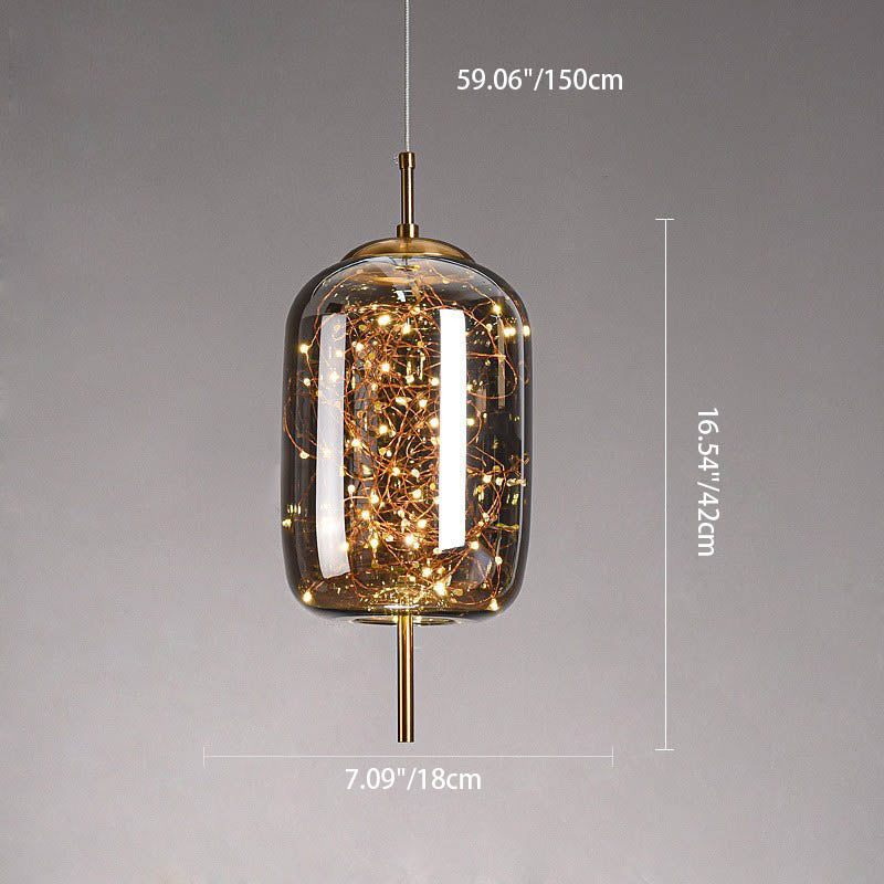 Scandinavian Cylinder Oval Glass Pendant Light for Bedroom-Orizon Depot