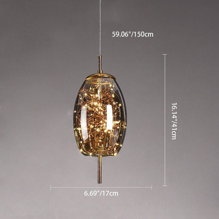 Scandinavian Cylinder Oval Glass Pendant Light for Bedroom-Orizon Depot