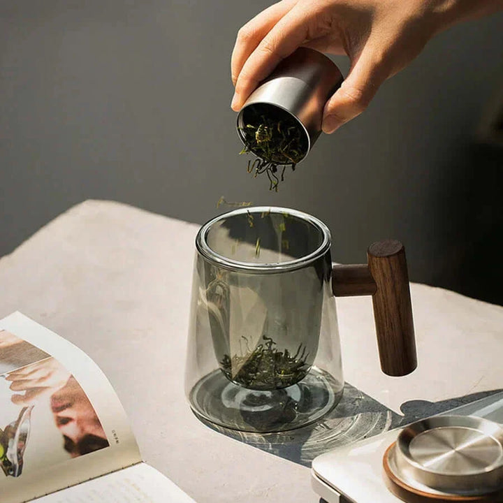 Ultramodern Glass Tea Cup with Filter and Lid for Perfect Brewing-Orizon Depot