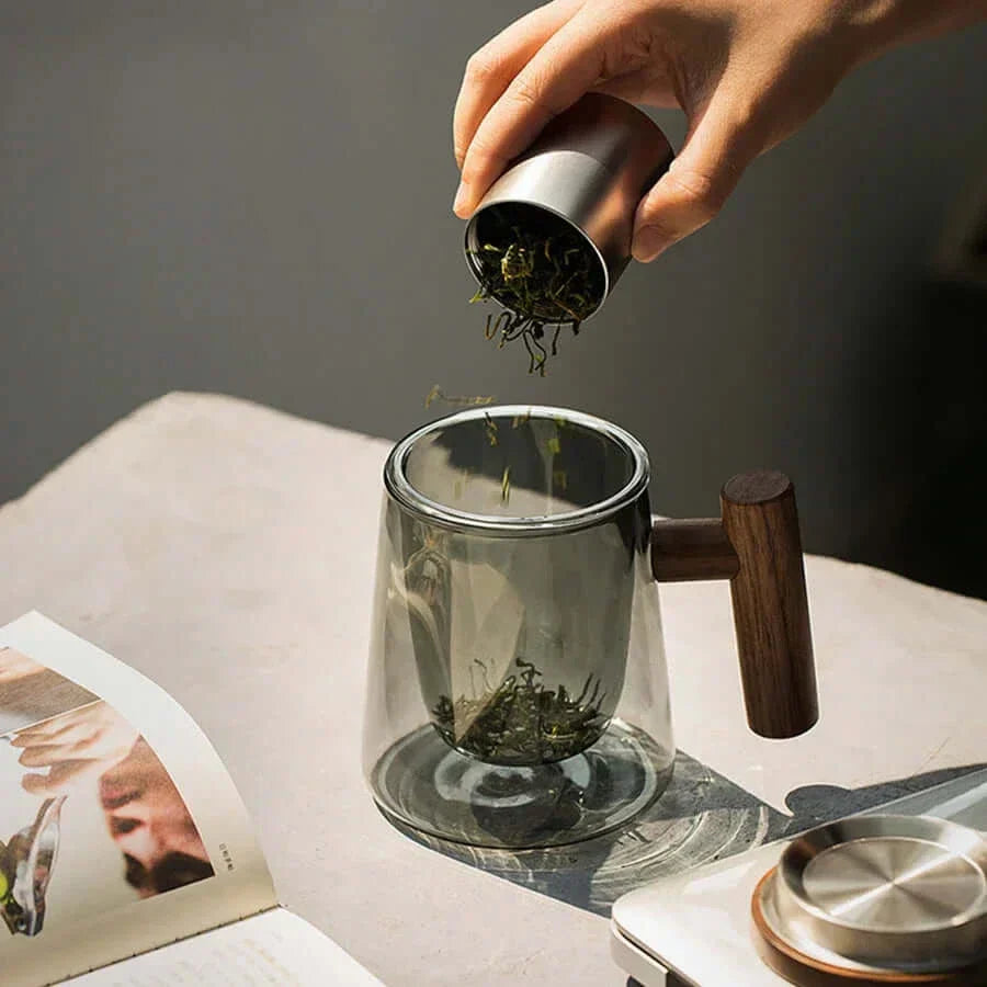Ultramodern Glass Tea Cup with Filter and Lid for Perfect Brewing-Orizon Depot