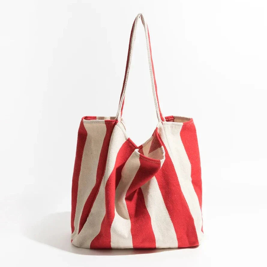 Striped Linen Tote Bag for Stylish Everyday Use-Orizon Depot