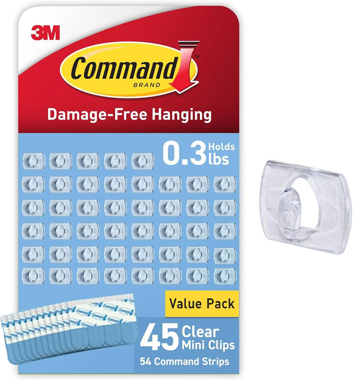 Damage-Free String Light Hangers: 45 Clips & 54 Strips