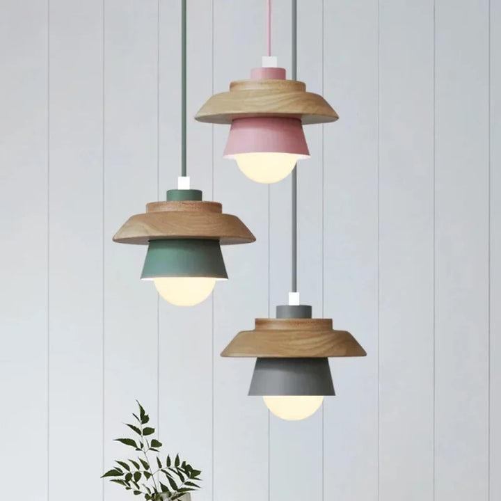 Colorful Macaron Design Nordic Wood Pendant Light