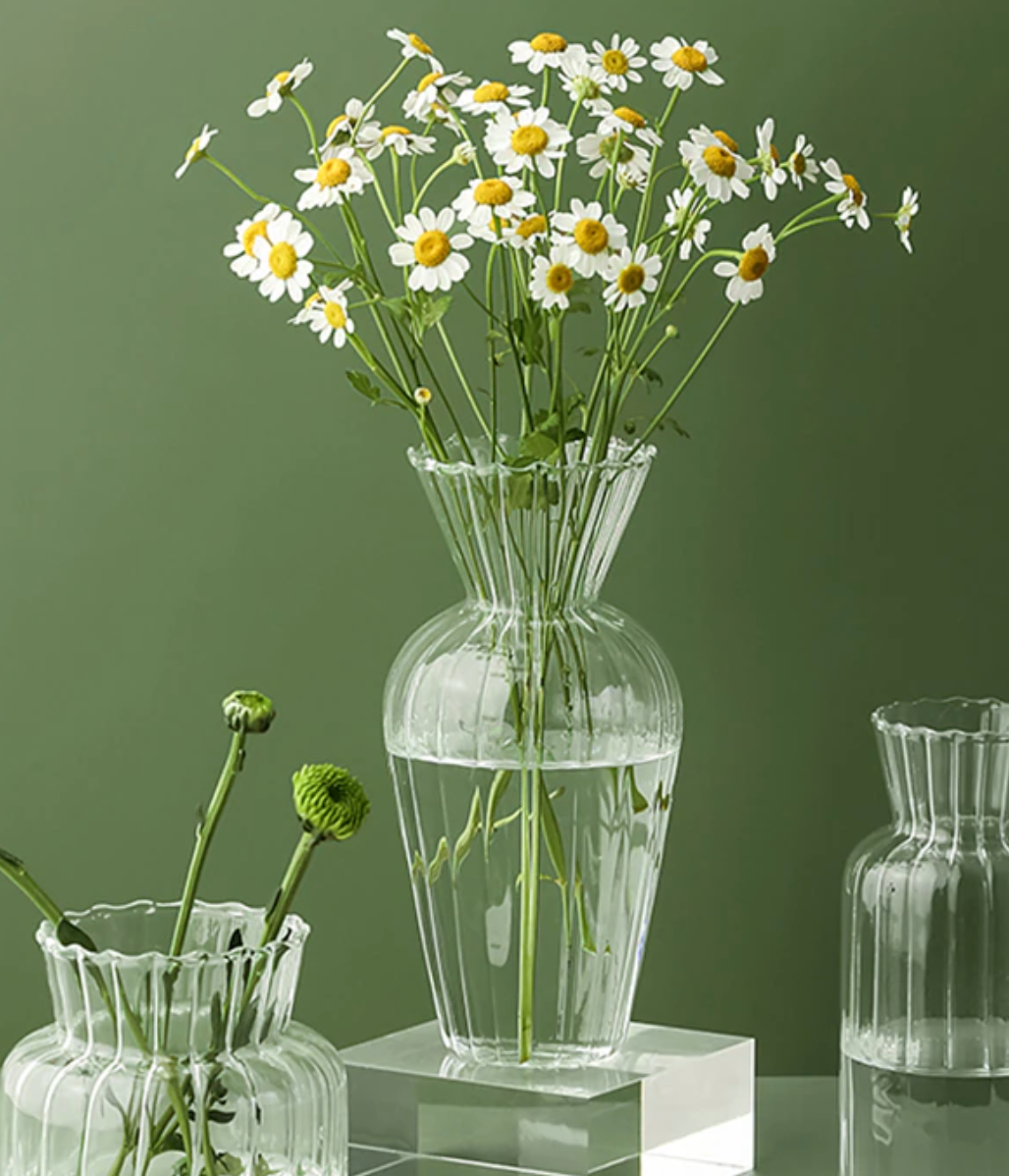 Petal-Textured Glass Accents and Vases for Home Decor-Orizon Depot