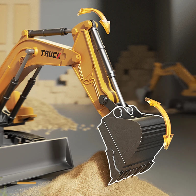 Remote Control Excavator Toy Car with Lights & Sound for Kids