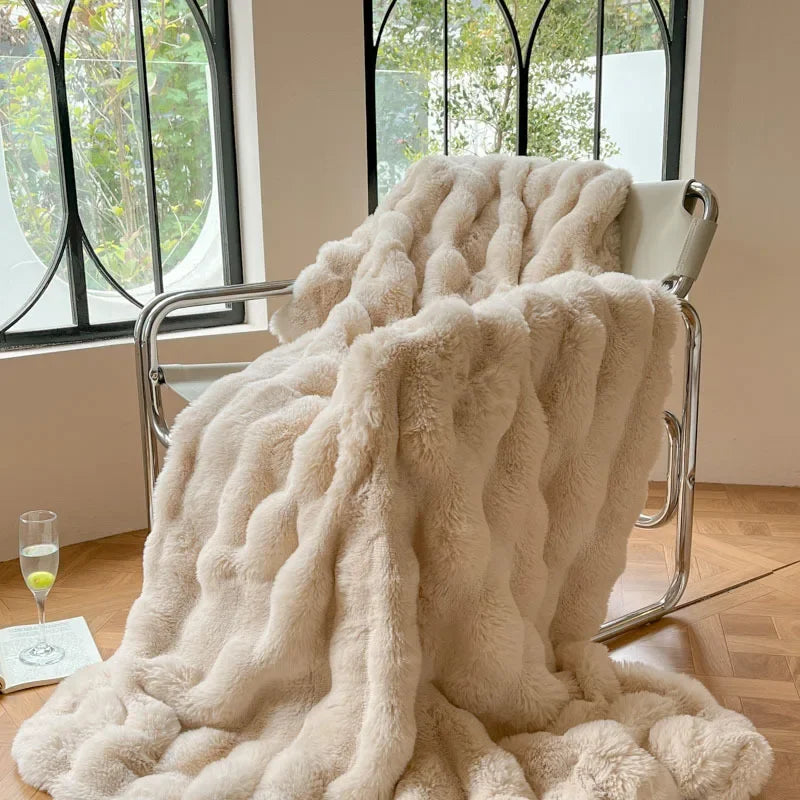 Reversible Cozy Blanket with Trendy Texture for Contemporary Spaces
