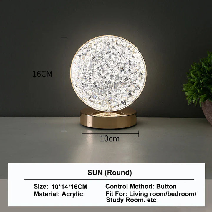 3D Crystal LED Night Light | Rechargeable Touch Dimming Lamp