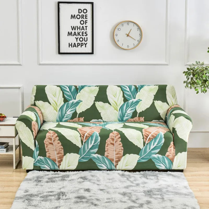 Elastic Flower Printed Sofa Cover - Spandex Furniture Protector for Home