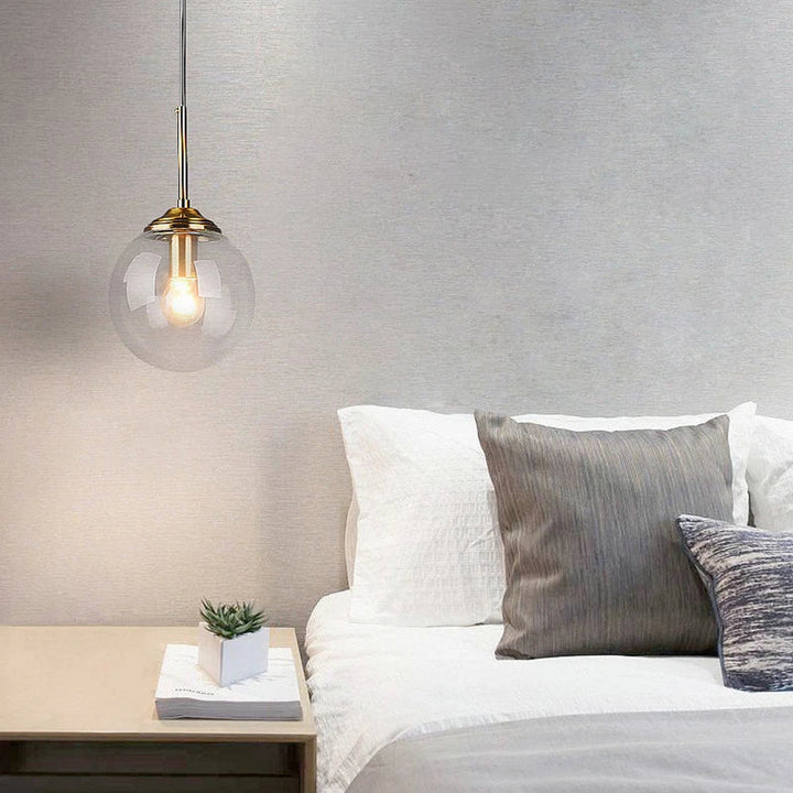 Nordic Glass Globe Pendant Light in Amber, Smoke Grey, Clear