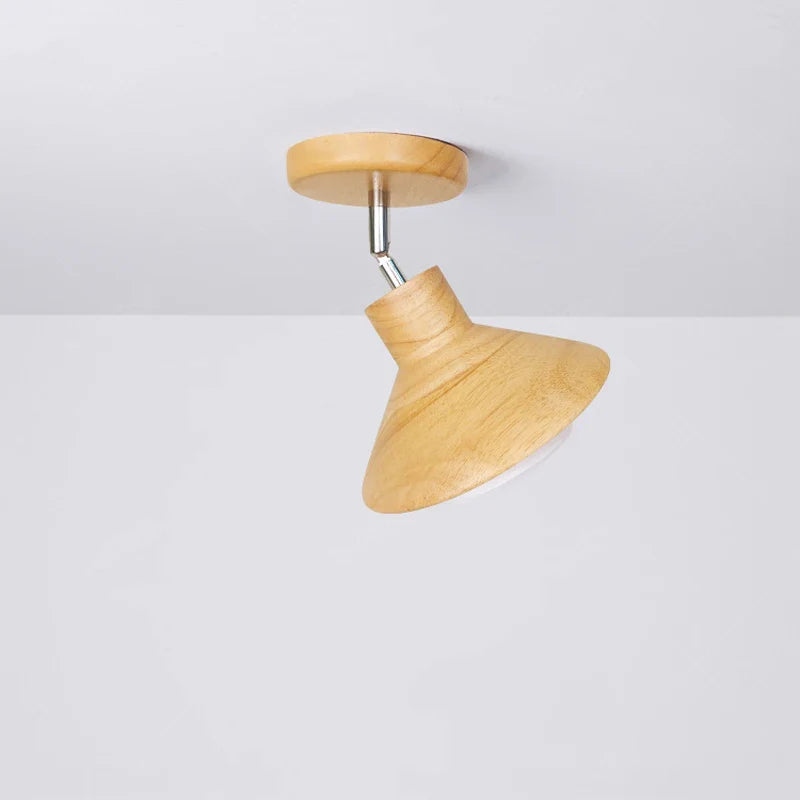 Natural Timber Cone Ceiling Lamp | Nordic Style Lighting