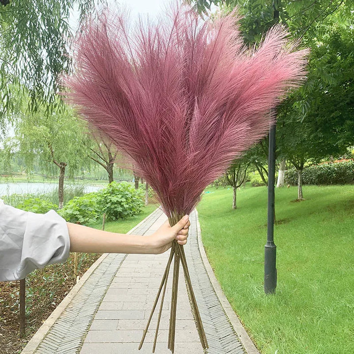 5 Pieces 100 cm Artificial Pampas Grass Dried Flower Bouquet for Home Decor-Orizon Depot
