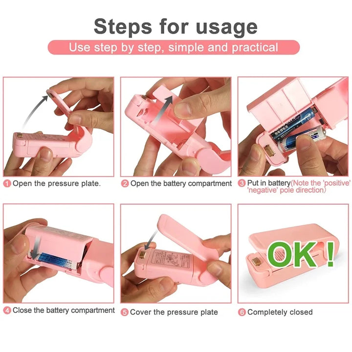 Compact Heat Sealer for Plastic Food Bags - Mini Package Sealing Machine
