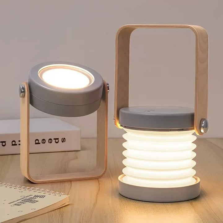 Portable Wooden Handle Lantern | Rechargeable Folding Table Lamp