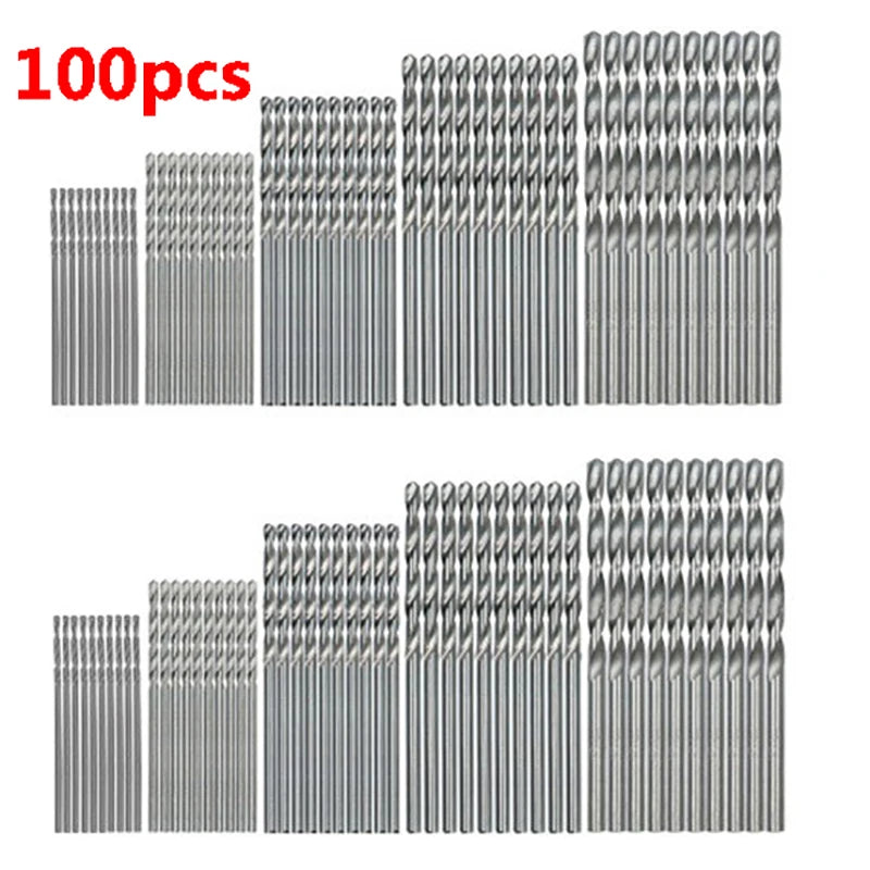 Titanium Coated HSS Drill Bits Set - 100/50 Pcs High Speed Steel Tools