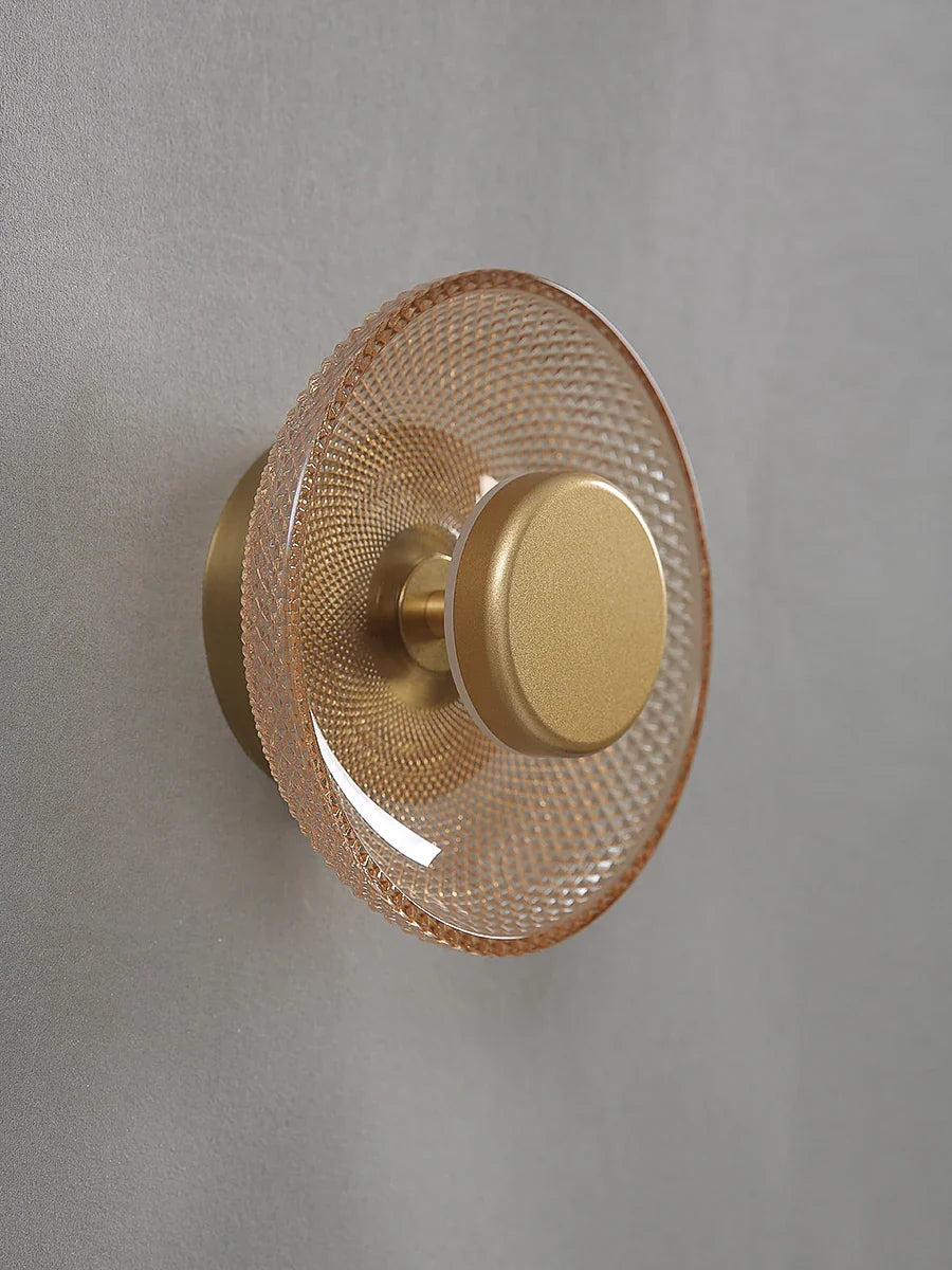 Modern Colored Glass Wall Lamp | Textured LED Disc Fixture