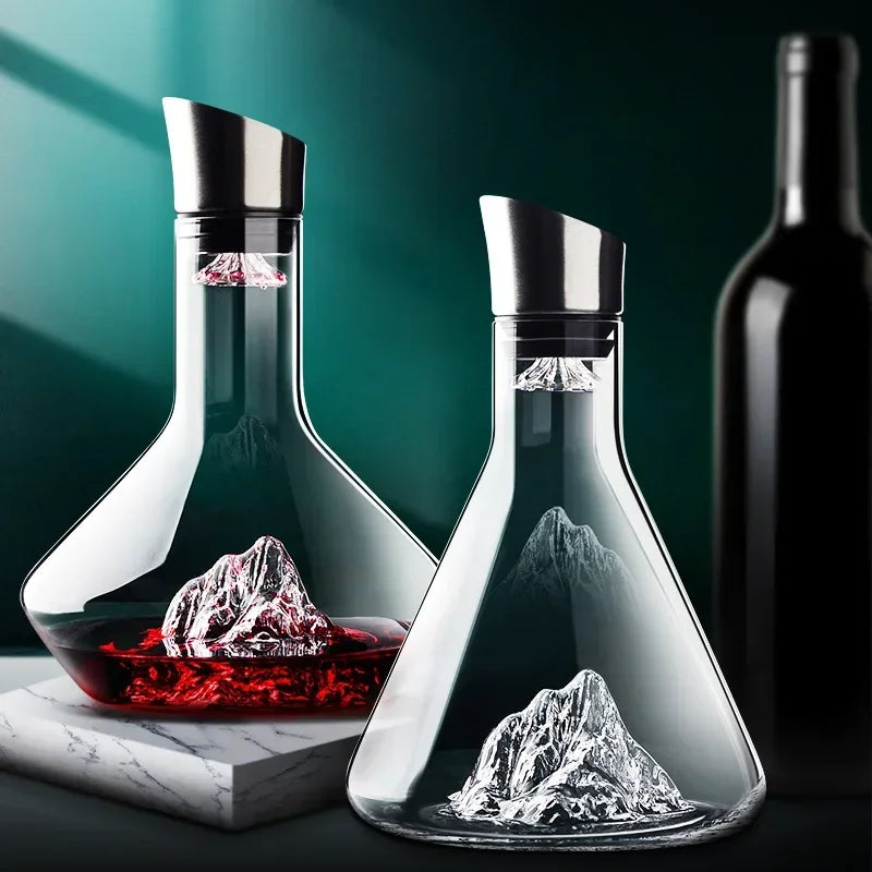 1500ml Lead-Free Crystal Iceberg Decanter for Red Wine Serving-Orizon Depot