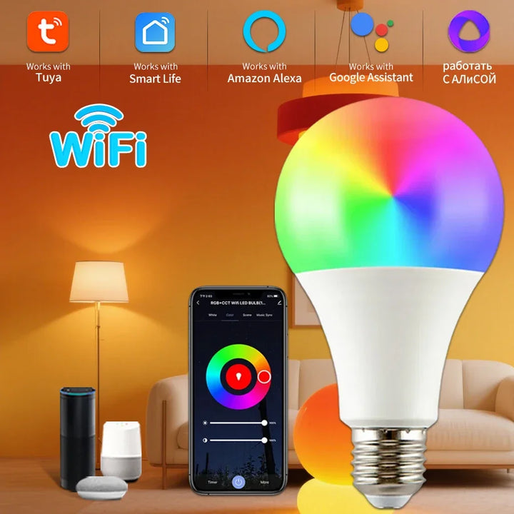 Smart WiFi RGB LED Light Bulbs with Voice Control