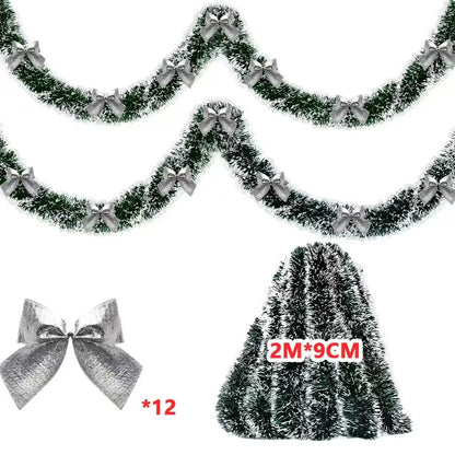 Christmas's 2/4/6/10M Green Tinsel Ribbons with Bow for Holiday Decor