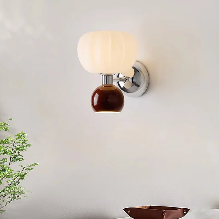 Modern Glass and Metal Pumpkin Wall Lamp Sconce