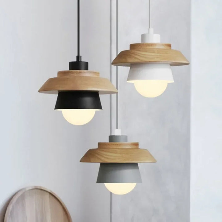 Colorful Macaron Design Nordic Wood Pendant Light